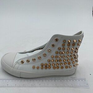 White Rivets Sneakers Womens Classic High Tops Canvas Shoes Casual Shoes